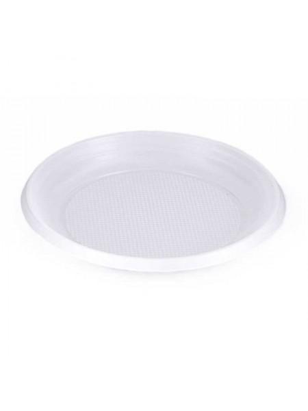 Тарелка пластиковая одноразовая, d 165мм, эконом, белая, 100 шт/уп