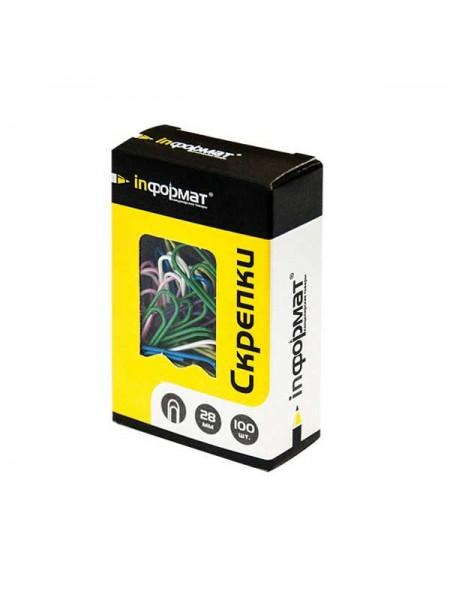 inФормат Скрепки канцелярские 28 мм цветные, 100 шт/уп inФормат Скрепки канцелярские 28 мм цветные, 100 шт/уп