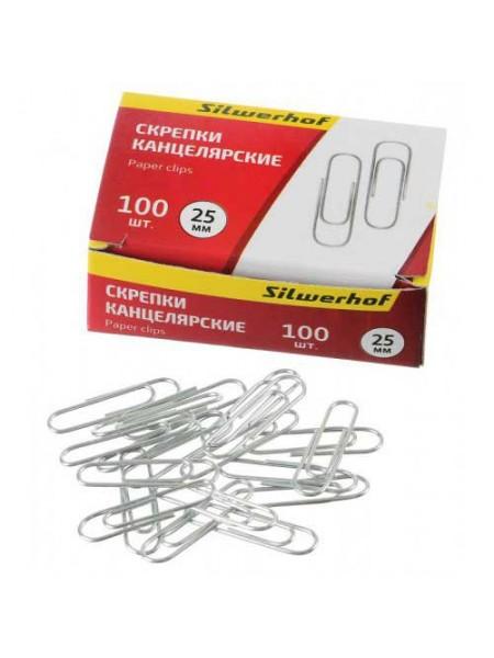 SILWERHOF Скрепки канцелярские 25 мм оцинкованные, 100 шт/уп SILWERHOF Скрепки канцелярские 25 мм оцинкованные, 100 шт/уп