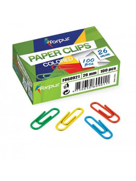 FORPUS Скрепки канцелярские 26 мм, цветные, 100шт/уп FORPUS Скрепки канцелярские 26 мм, цветные, 100шт/уп