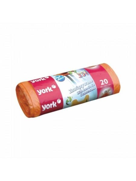 York Мешки для мусора  35л. 20шт/рулон, с завязками York Мешки для мусора  35л. 20шт/рулон, с завязками