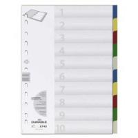 DURABLE Разделители пластиковые, цветные, ф.А4, 10 отделений