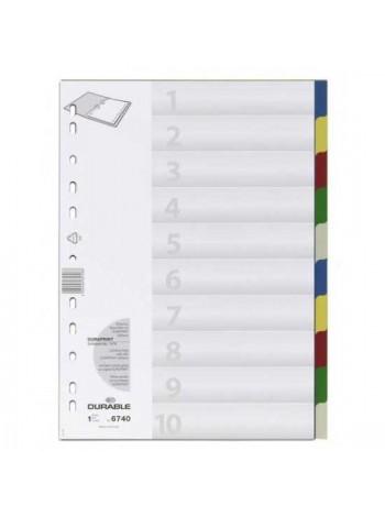 DURABLE Разделители пластиковые, цветные, ф.А4, 10 отделений