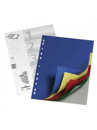 DURABLE Разделители пластиковые, цветные, ф.А4, 10 отделений DURABLE Разделители пластиковые, цветные, ф.А4, 10 отделений