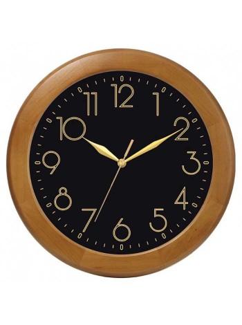 TROYKA Часы настенные 11161180 коричневые, деревянный корпус