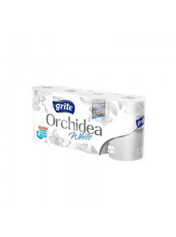 Туалетная бумага 3-х слойная GRITE White Orchidea, (8 шт в упак)