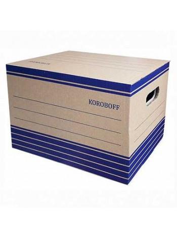 KOROBOFF Архивный короб из трехслойного гофрированного картона (324х245х235), бурый
