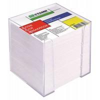 СТАММ Блок для заметок  9*9*9 белый в пластбоксе прозрачном