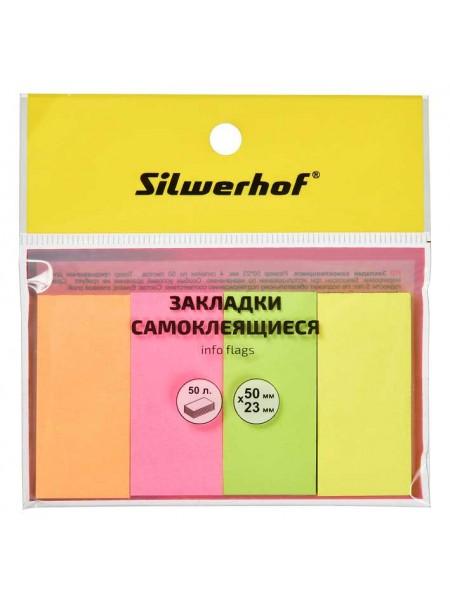 SILWERHOF Закладки бумажные 50*23, 4 цвета по 50л SILWERHOF Закладки бумажные 50*23, 4 цвета по 50л