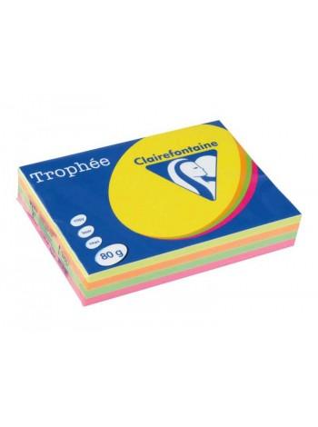 Набор цветной бумаги "Trophée", пл. 80г/м2, ф.А4, 500л, неоновые цвета