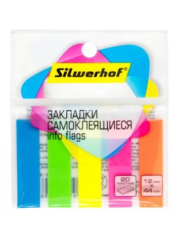 SILWERHOF Закладки пластиковые 44*12, неон, 5 цветов по 20л
