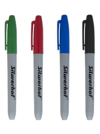 SILWERHOF Маркер перманентный Base 2.5 мм, набор 4шт (черный, синий, красный, зеленый)