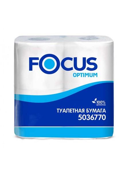 Туалетная бумага 2-х слойная FOCUS Optimum 22 м, (4 шт в упак)