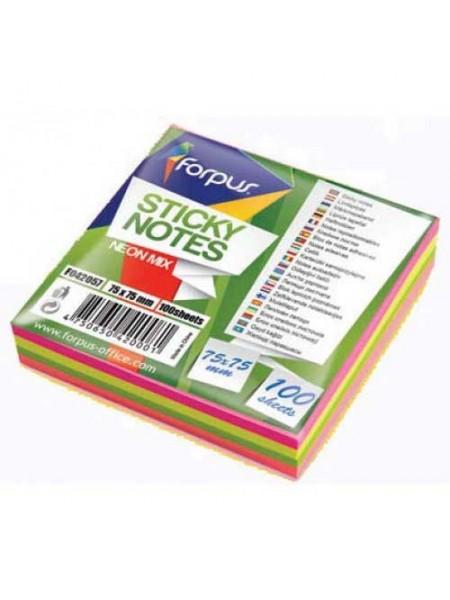 FORPUS Стикеры 75х75мм, 100л, 4 цвета, неон FORPUS Стикеры 75х75мм, 100л, 4 цвета, неон