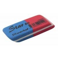 SILWERHOF Ластик комбинированный "Star 80" 41x14x8мм, каучук термопластичный, синий/красный