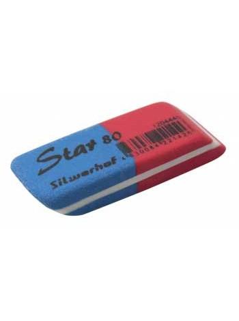 SILWERHOF Ластик комбинированный "Star 80" 41x14x8мм, каучук термопластичный, синий/красный