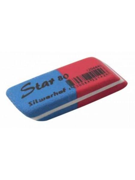 SILWERHOF Ластик комбинированный "Star 80" 41x14x8мм, каучук термопластичный, синий/красный