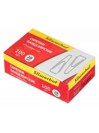 SILWERHOF Скрепки канцелярские 28 мм оцинкованные треугольные, 100 шт/уп SILWERHOF Скрепки канцелярские 28 мм оцинкованные треугольные, 100 шт/уп