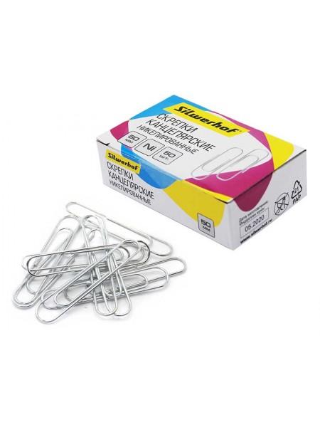 SILWERHOF Скрепки канцелярские 50 мм никелированные, 50 шт/уп SILWERHOF Скрепки канцелярские 50 мм никелированные, 50 шт/уп