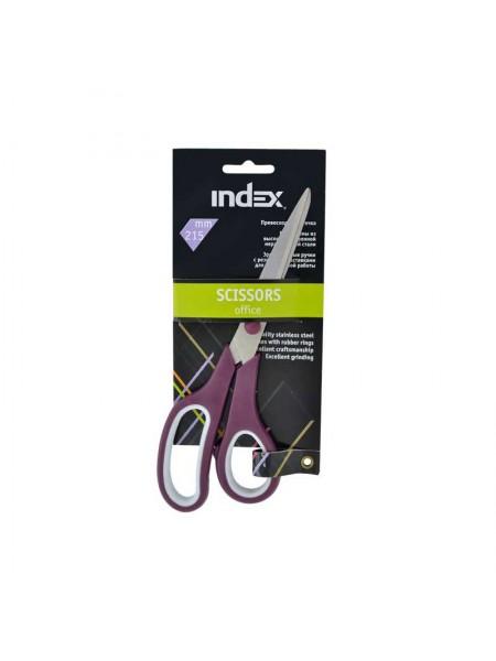INDEX Ножницы 215 мм, асимметричные ручки, пластик с резиновыми вставками, ассорти INDEX Ножницы 215 мм, асимметричные ручки, пластик с резиновыми вставками, ассорти