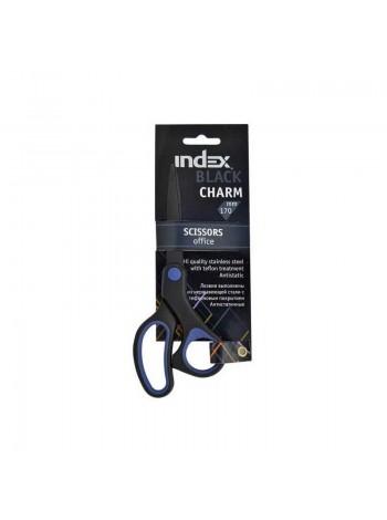 INDEX Ножницы 170 мм, с тефлоновым покрытием, с резиновыми вставками ассорти, BLACK CHARM