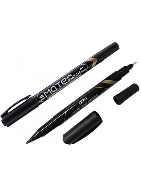 DELI Маркер перманентный двусторонний MATE, 0.5/1мм