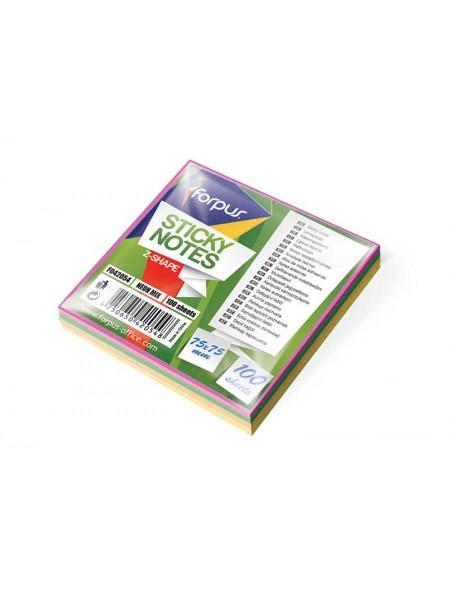 FORPUS Стикеры 75х75мм "Z", 100л, 4 цвета, неон FORPUS Стикеры 75х75мм "Z", 100л, 4 цвета, неон