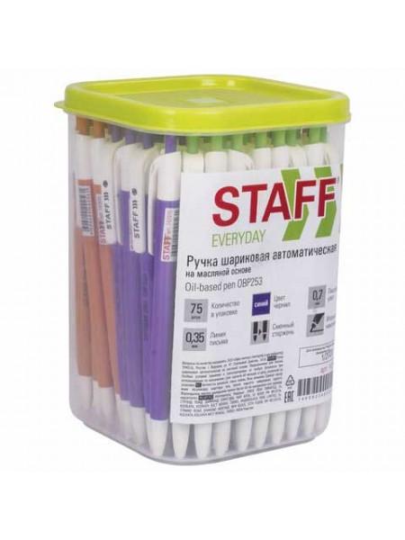 STAFF Ручка шариковая масляная автоматическая EVERYDAY Color, синяя, линия письма 0,35мм STAFF Ручка шариковая масляная автоматическая EVERYDAY Color, синяя, линия письма 0,35мм