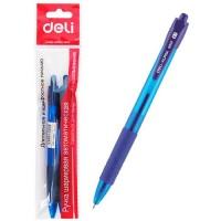 DELI Набор ручек шариковых автоматических, 2 шт в блистере, синий стержень на масляной основе, ALPHA