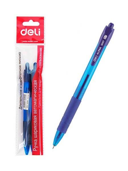 DELI Набор ручек шариковых автоматических, 2 шт в блистере, синий стержень на масляной основе, ALPHA DELI Набор ручек шариковых автоматических, 2 шт в блистере, синий стержень на масляной основе, ALPHA