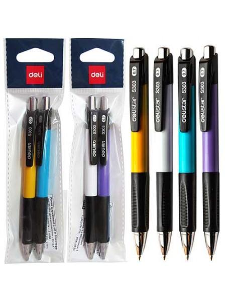 DELI Набор ручек шариковых, автоматических, 2 шт в блистере, S303 DELI Набор ручек шариковых, автоматических, 2 шт в блистере, S303