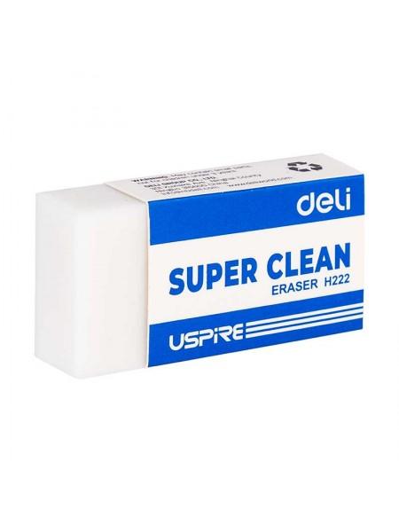 DELI Ластик SUPER CLEAN Н222, 45x22.5x10.5мм, материал ЭКО-ПВХ, белый