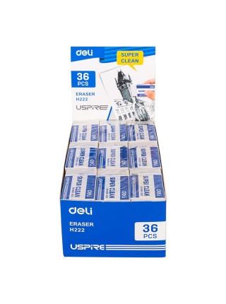DELI Ластик SUPER CLEAN Н222, 45x22.5x10.5мм, материал ЭКО-ПВХ, белый
