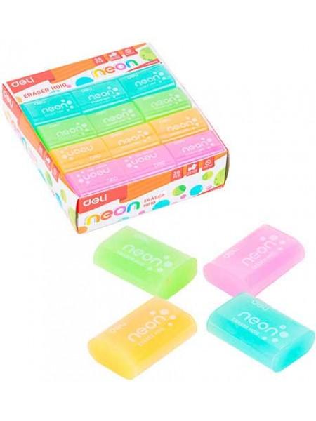 DELI Ластик NEON, 39x27x12мм, материал ЭКО-ПВХ, ассорти