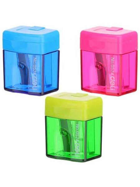 DELI Точилка с контейнером, 1 отверстие, ассорти