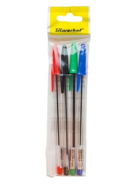 SILWERHOF Набор ручек шариковых Simplex 0.7мм 4 цвета