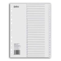 INDEX Разделители пластиковые, цифровые, ф.А4, 1-31, цвет серый