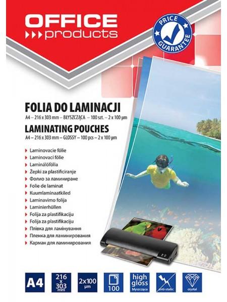 OfficeProducts Пленка для ламинирования, 216x303 мм (A4), 100 мкм, глянцевая, 100 шт.