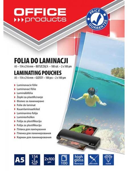 OfficeProducts Пленка для ламинирования, 154x216 мм (A5), 100 мкм, глянцевая, 100 шт.