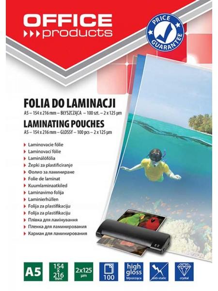 OfficeProducts Пленка для ламинирования, 154x216 мм (A5), 125 мкм, глянцевая, 100 шт.