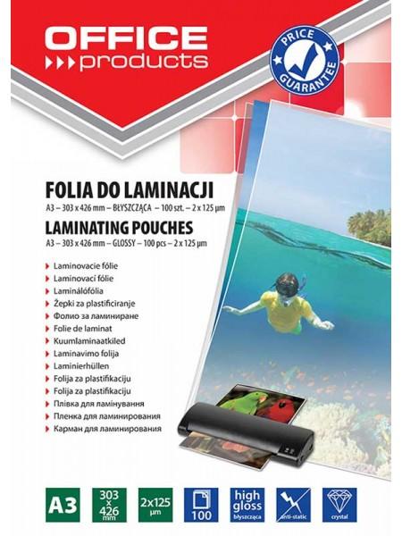 OfficeProducts Пленка для ламинирования, 303x426 мм (A3), 125 мкм, глянцевая, 100 шт.