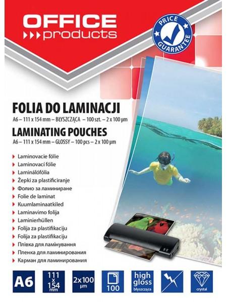 OfficeProducts Пленка для ламинирования, 111x154 мм (A6), 100 мкм, глянцевая, 100 шт.