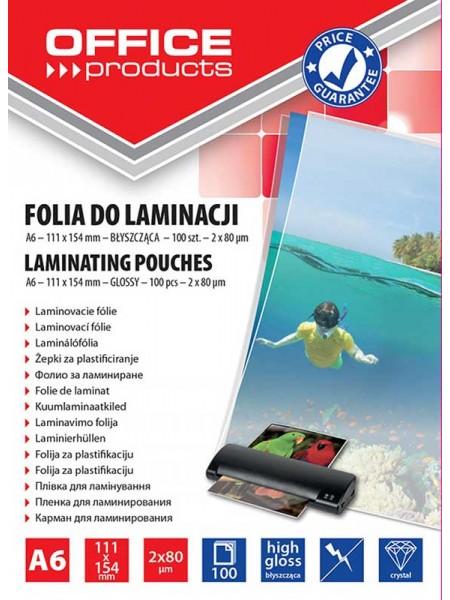 OfficeProducts Пленка для ламинирования, 111x154 мм (A6),  80 мкм, глянцевая, 100 шт.