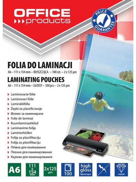 OfficeProducts Пленка для ламинирования, 111x154 мм (A6), 125 мкм, глянцевая, 100 шт.