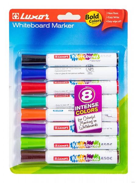 LUXOR Набор маркеров для белых досок "450C" 8цв., пулевидный, 2мм, блистер