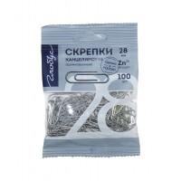 ГЛОБУС Скрепки канцелярские 28 мм оцинкованные, в пакете с европодвесои, 100 шт/уп
