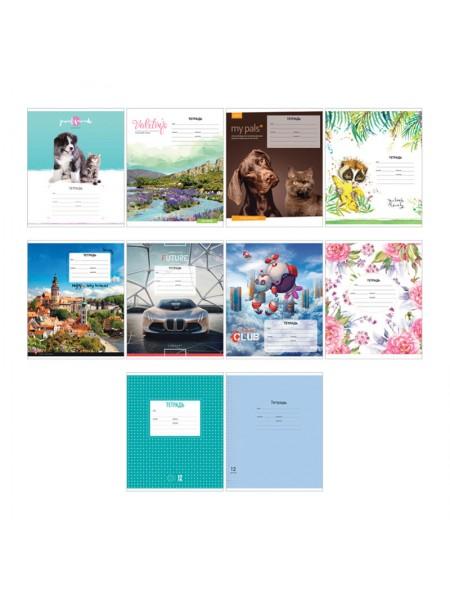 ArtSpace Тетрадь А5, 12 л. на скобе, клетка "Микс. Ассорти", ВД-лак