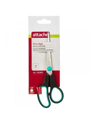 Attache Ножницы 16.9см, эргономичные ручки, чёрные/зелёные Attache Ножницы 16.9см, эргономичные ручки, чёрные/зелёные