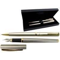 Flair Набор ручек (перо+шарик) в футляре Р-11, GOLDEN EYE, сатин/золото
