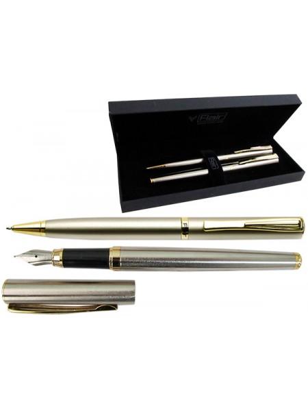 Flair Набор ручек (перо+шарик) в футляре Р-11, GOLDEN EYE, сатин/золото